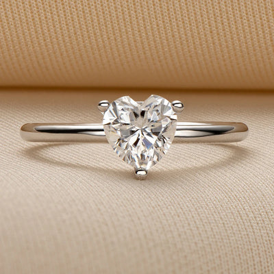 heart shaped cut 1.0carat moissanite ring for women with 925 sterling silver, minimalist & classic jewelry | Gem Jewery