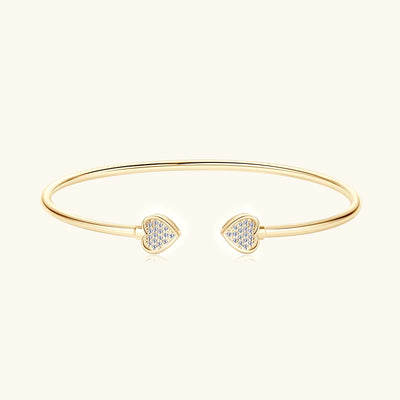 moissanite heart cuff bangle for women with 925 sterling silver | Gem Jewery