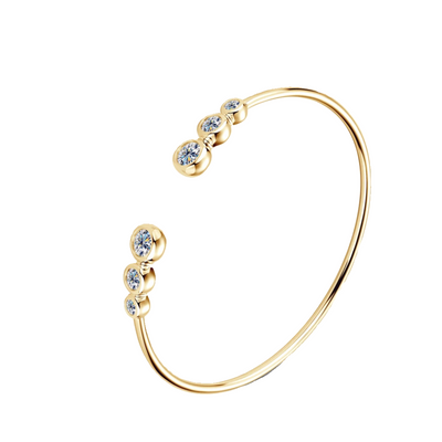 moissanite opening cuff bangle for women with 925 sterling silver | Gem Jewery