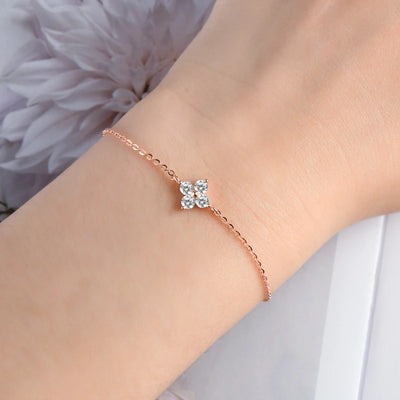 luckly four-leaf clover moissanite bracelets with 100% silver 925, fine jewelry valentine day gifts | Gem Jewery