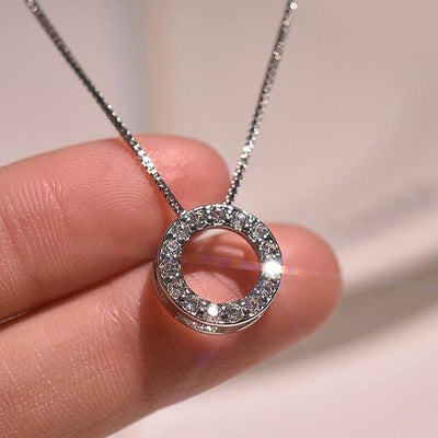 cubic zirconia simple stylish circle necklace | Gem Jewery